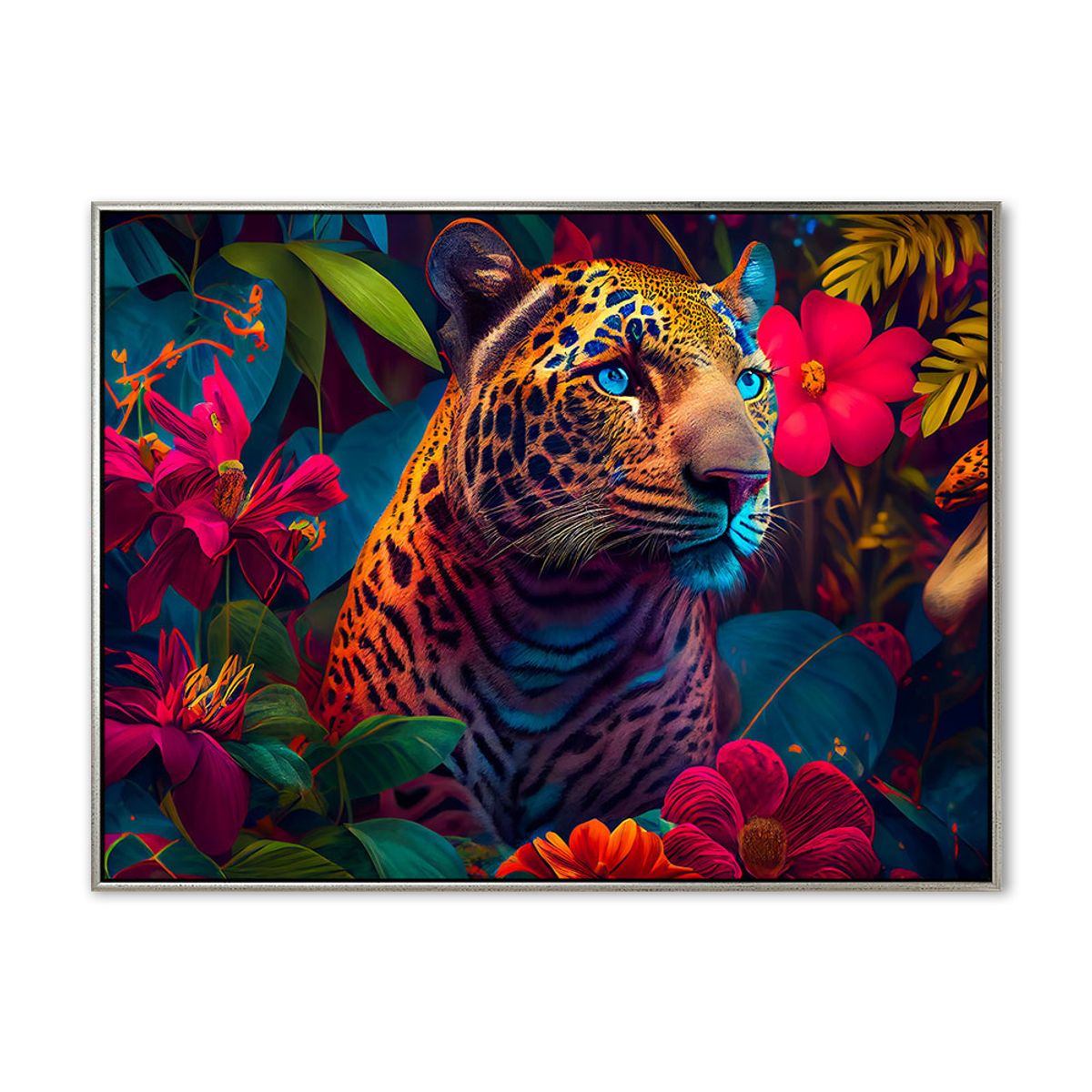 Leopard - 90x120 cm - Sølv svæveramme