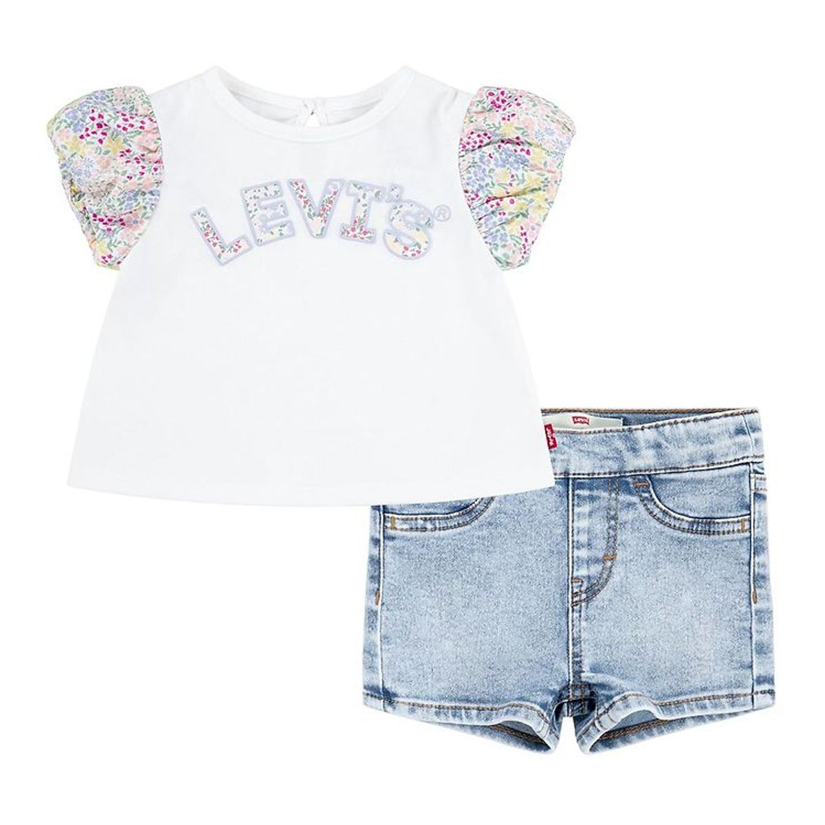 Levis Sæt - Shorts/T-shirt - Denim/Floral - Sugar Swizzle