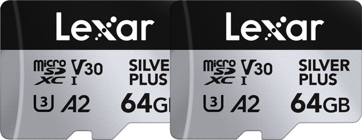 Lexar - Microsdxc Professional Silver Plus Uhs-i/u3/a2/4k R205/w100 (v30) - Silver - 64gb - 2pack