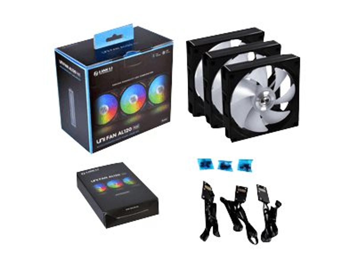 Lian Li UNI FAN AL120 RGB PWM Fan - 3 Pack inkl. Controller - 120mm - Sort