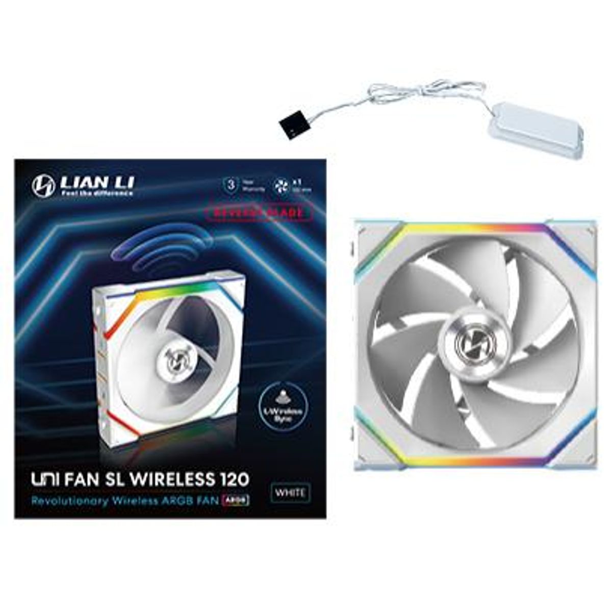 Lian Li UNI FAN SL Wireless Reverse, Hvid - 120mm