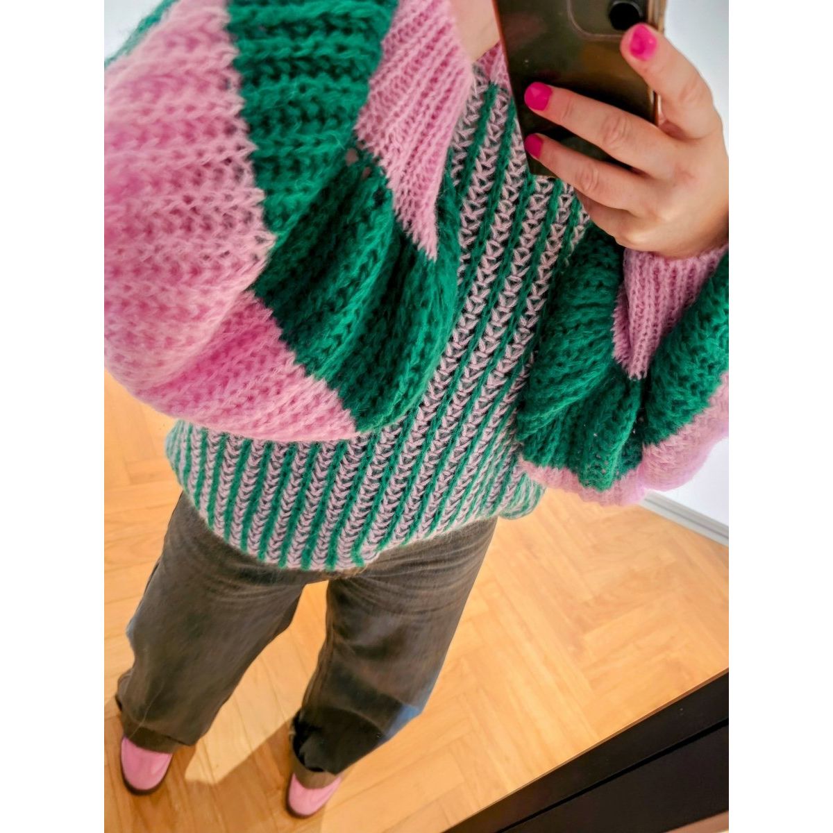 Liana Knit Sweater Green Bubblegum L/XL