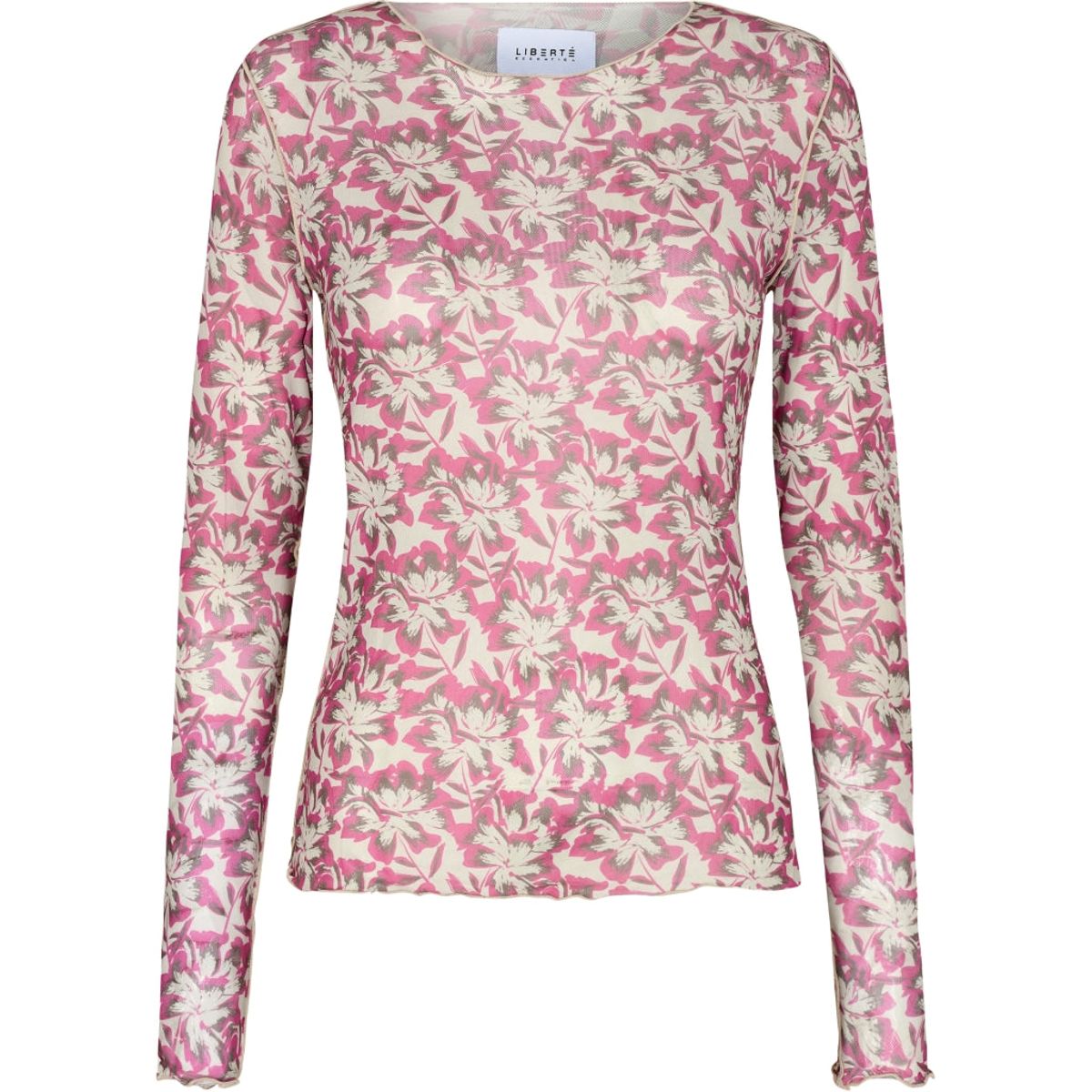 Liberte dame langærmet mesh top 4086 - BRUSHY FLOWERS