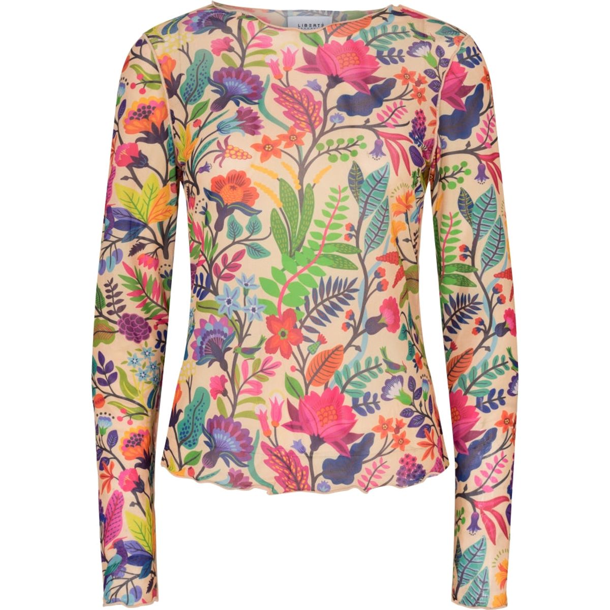 Liberte dame langærmet mesh top 4086 - Colorful Forrest