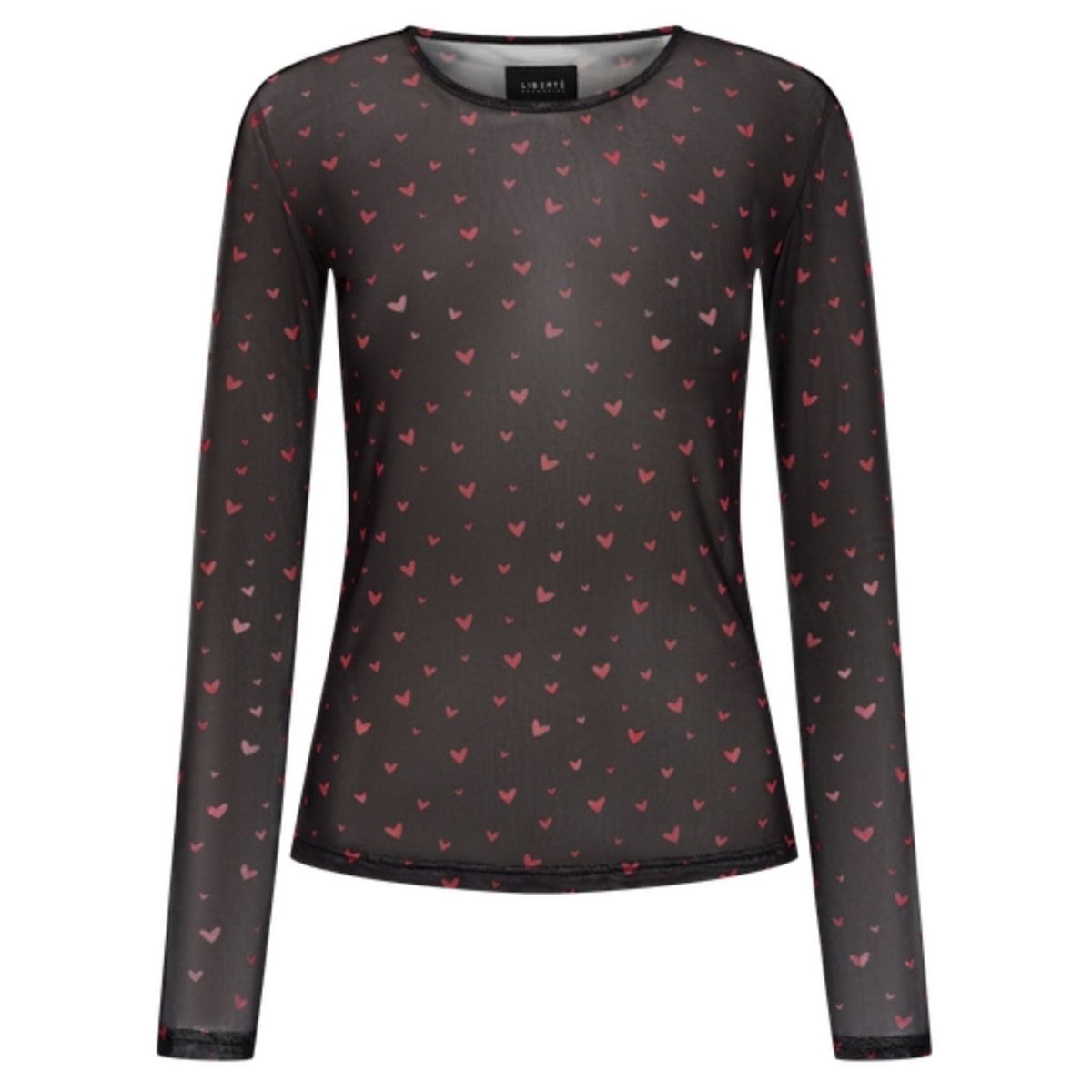 LIBERTÃ dame bluse MESH - BLACK RED HEARTS