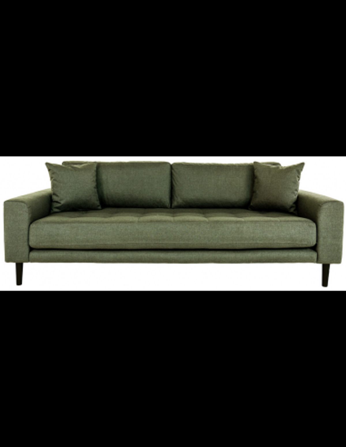 LIDE 3-personers sofa i polyester 210 x 93 cm - Sort/Olivengrøn