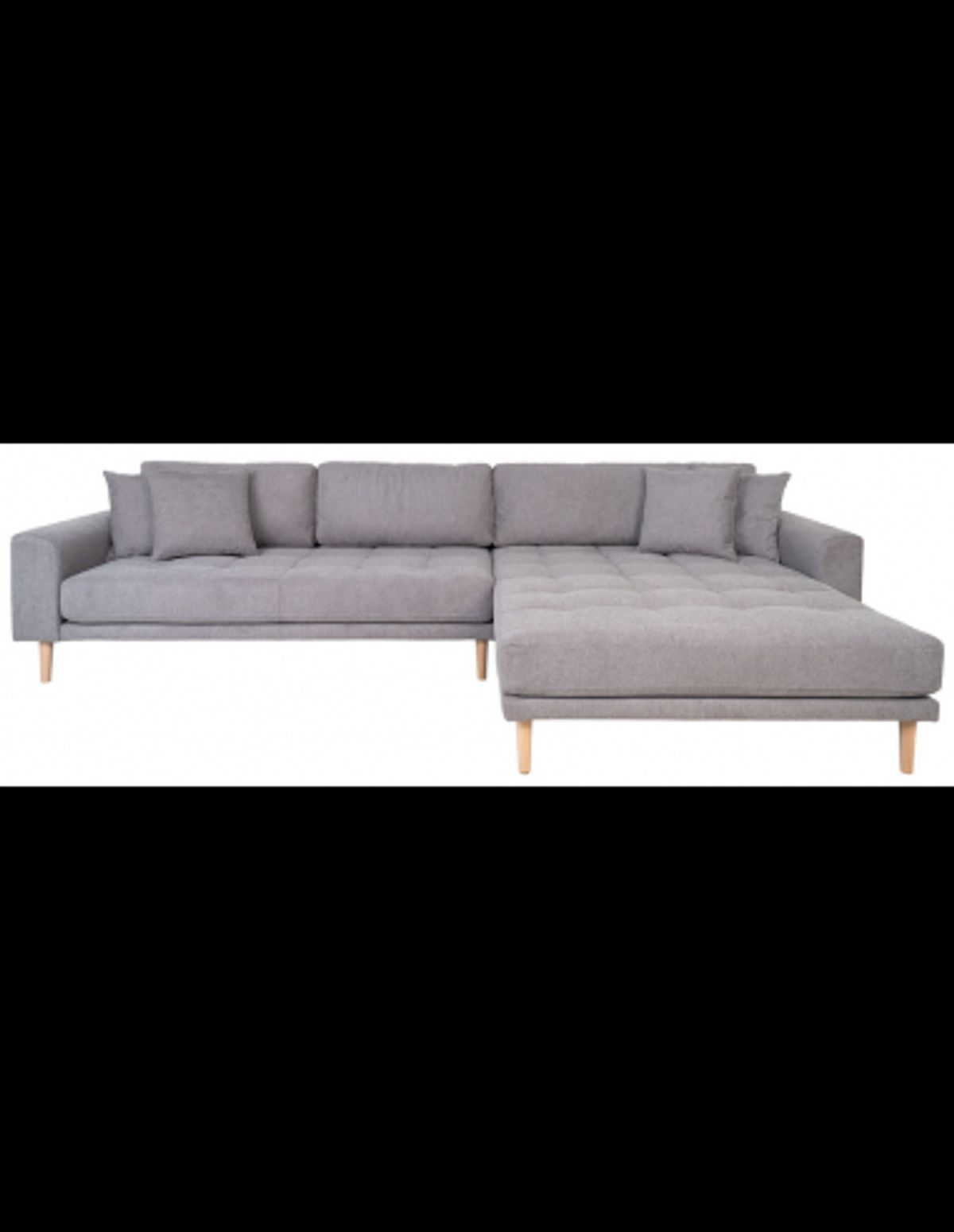 LIDE Højrevendt chaiselongsofa i polyester 290 x 170 cm - Natur/Lysegrå