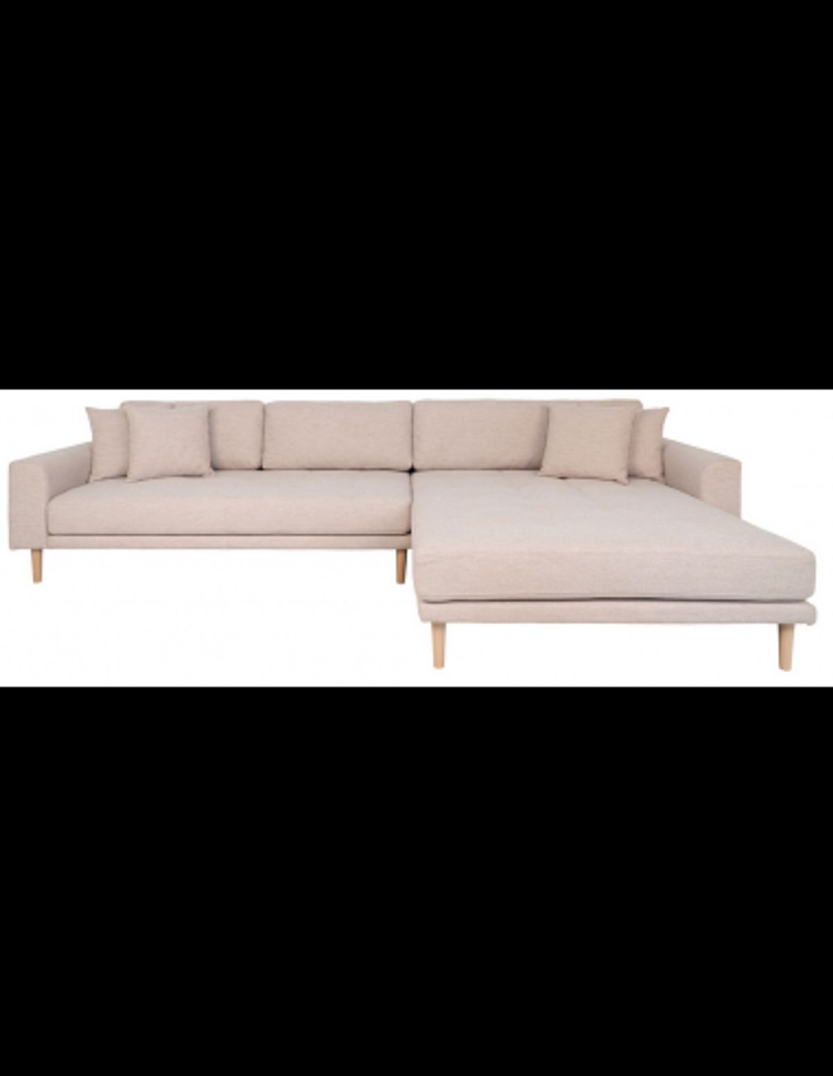 LIDE Højrevendt chaiselongsofa i polyester 290 x 170 cm - Natur/Sand