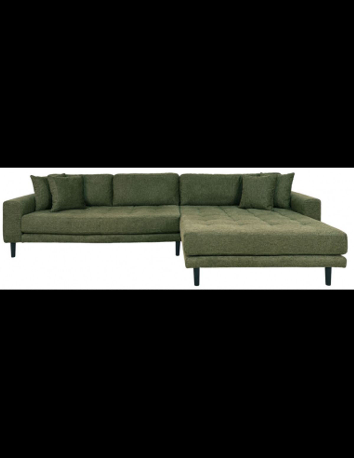 LIDE Højrevendt chaiselongsofa i polyester 290 x 170 cm - Sort/Olivengrøn