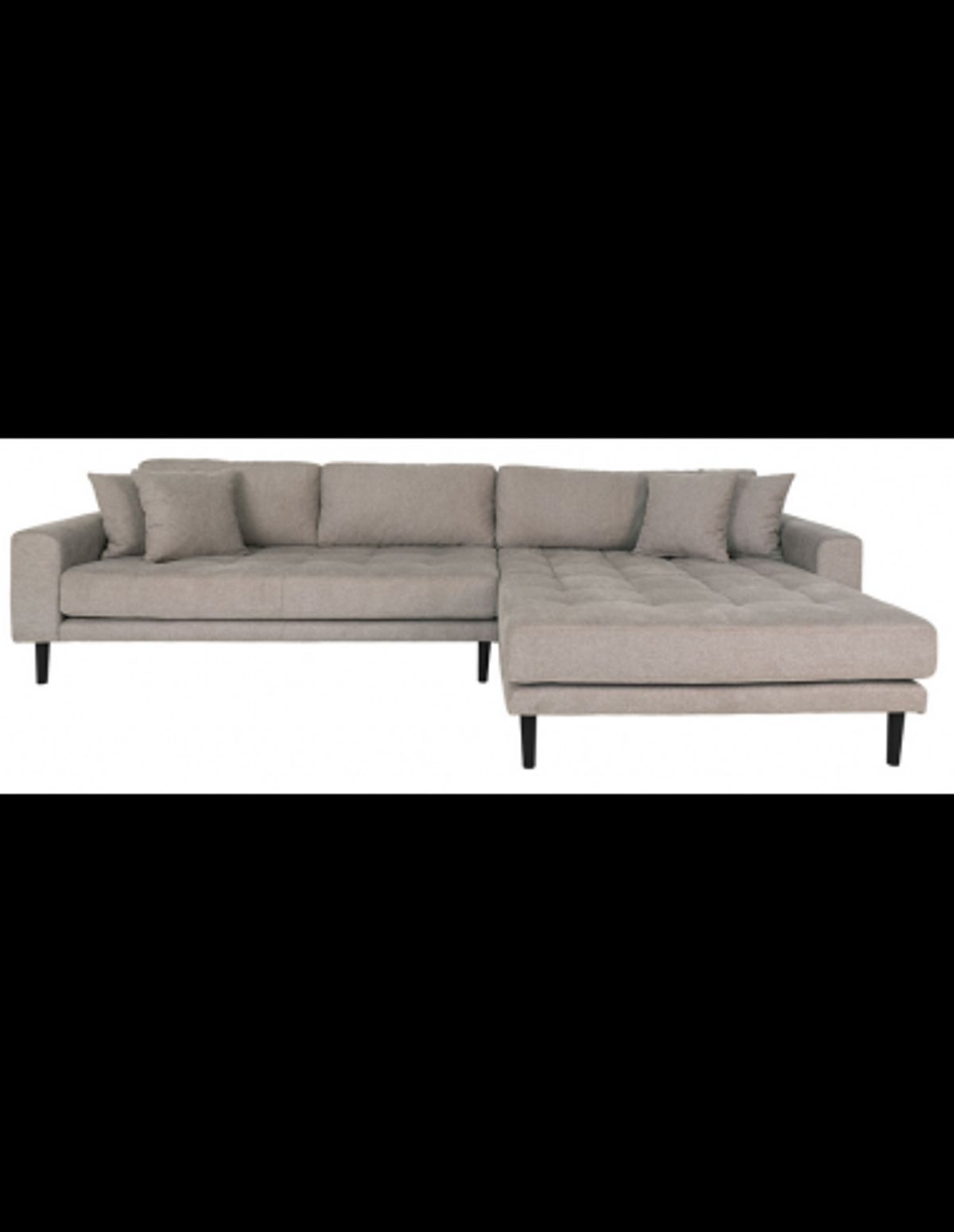 LIDE Højrevendt chaiselongsofa i polyester 290 x 170 cm - Sort/Stengrå