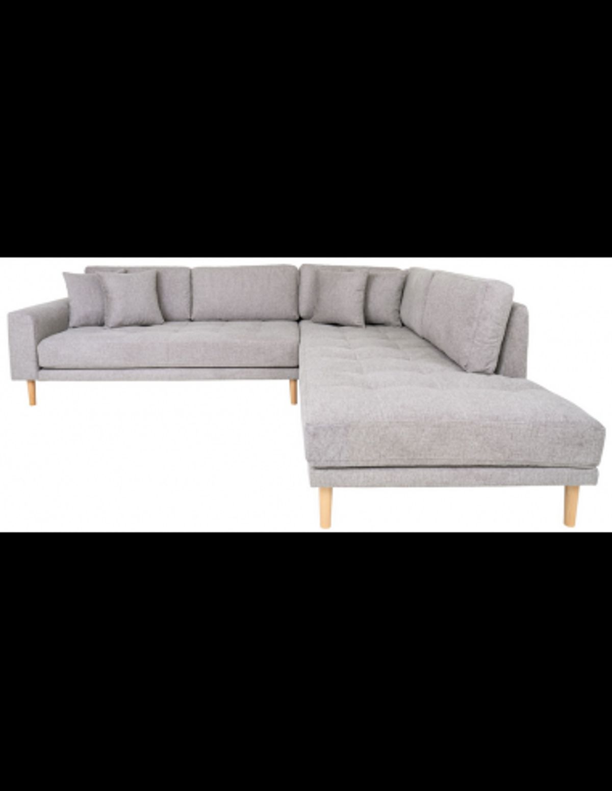 LIDE Højrevendt hjørnesofa med chaiselong i polyester 257 x 220 cm - Natur/Lysegrå