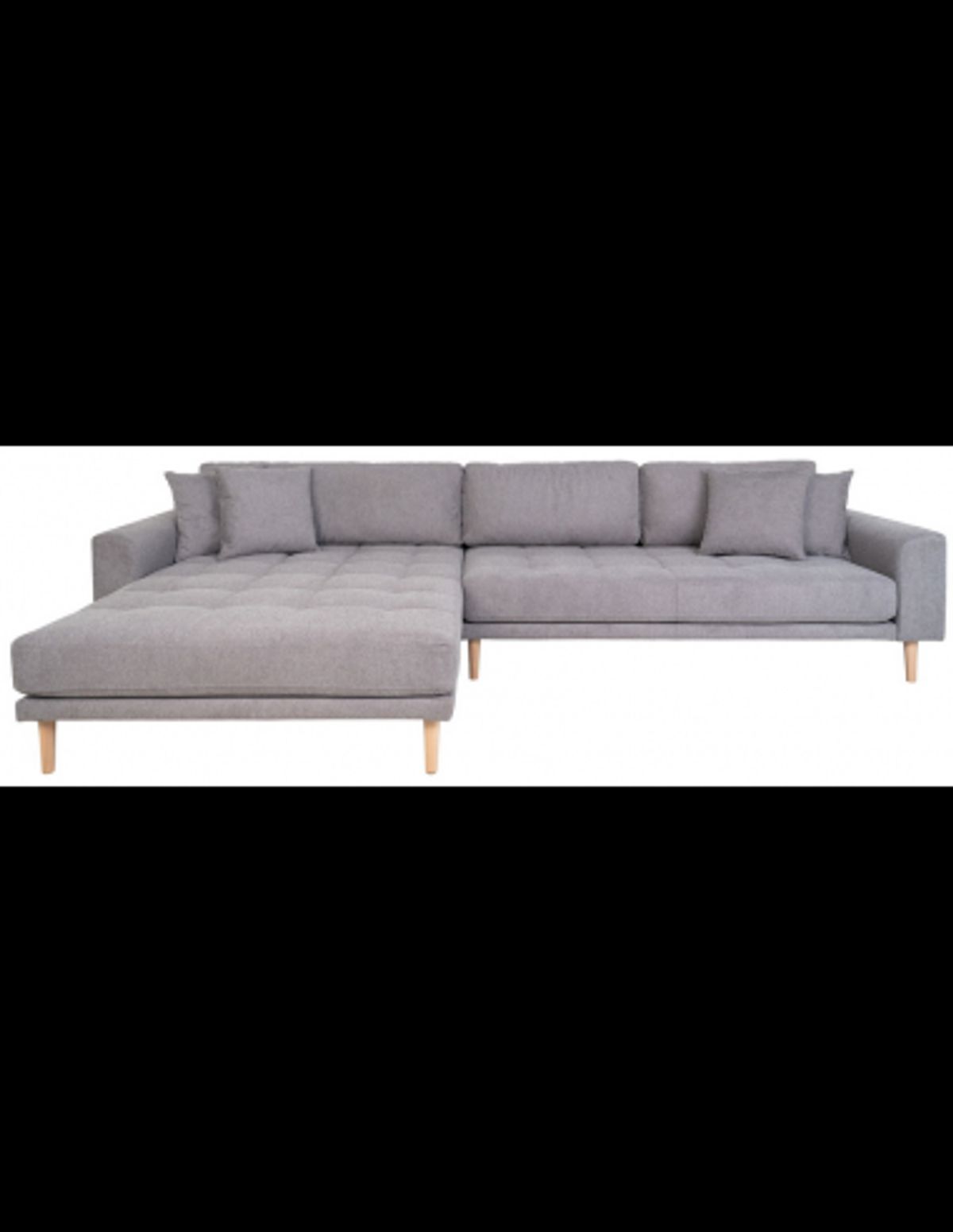 LIDE Venstrevendt chaiselongsofa i polyester 290 x 170 cm - Natur/Lysegrå