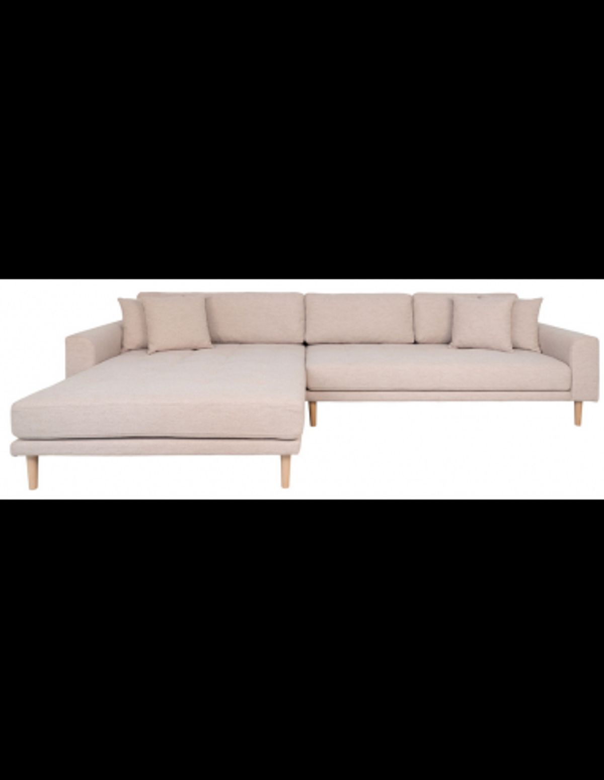 LIDE Venstrevendt chaiselongsofa i polyester 290 x 170 cm - Natur/Sand