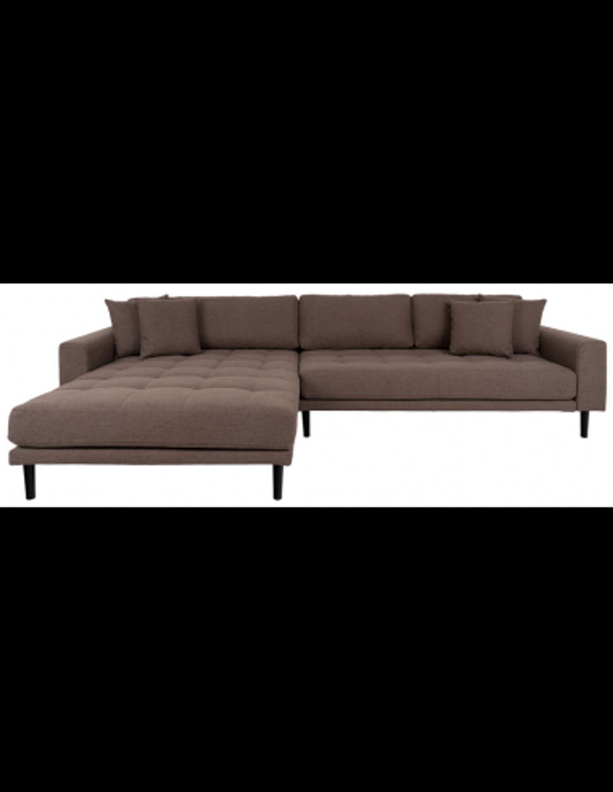 LIDE Venstrevendt chaiselongsofa i polyester 290 x 170 cm - Sort/Brun