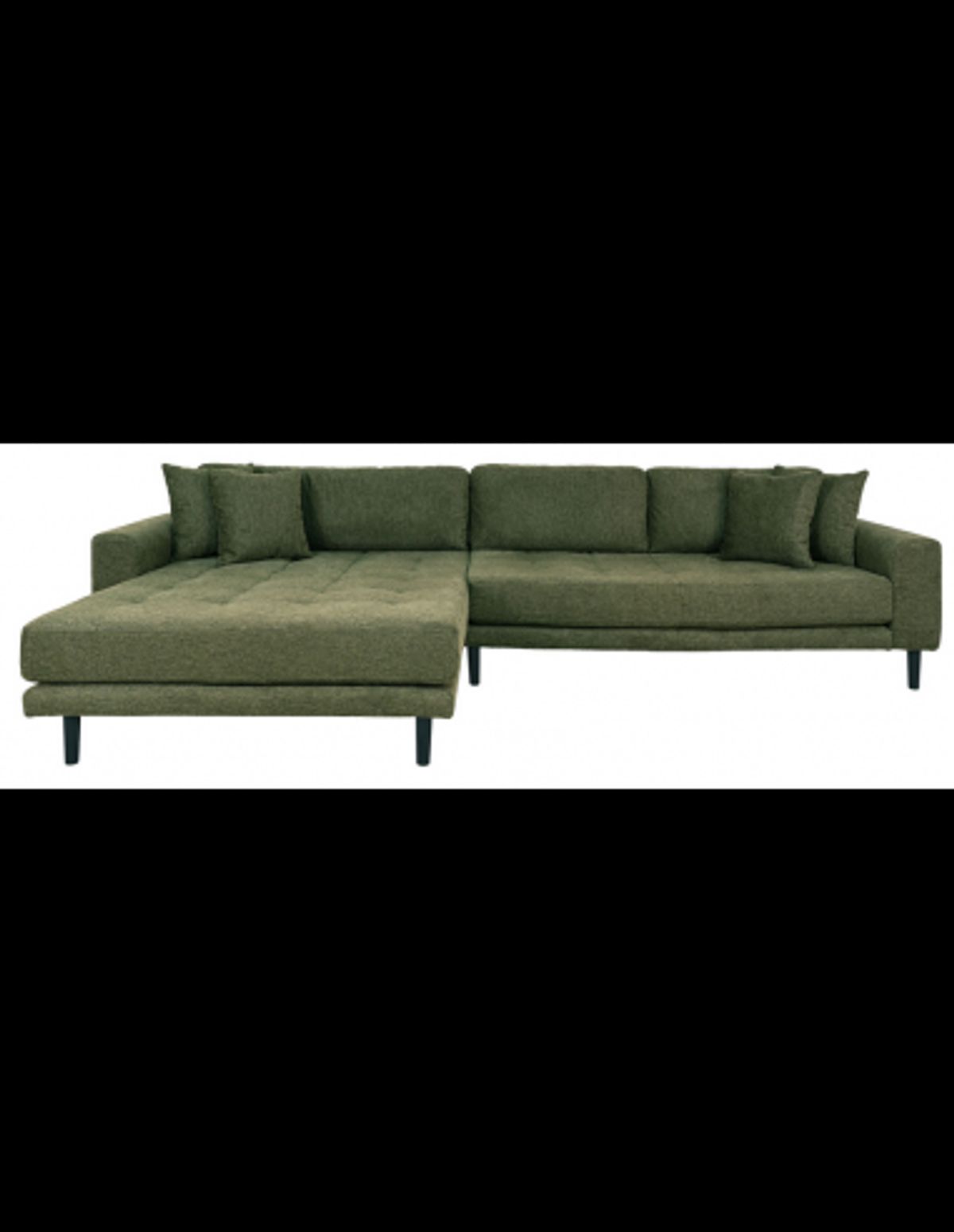 LIDE Venstrevendt chaiselongsofa i polyester 290 x 170 cm - Sort/Olivengrøn