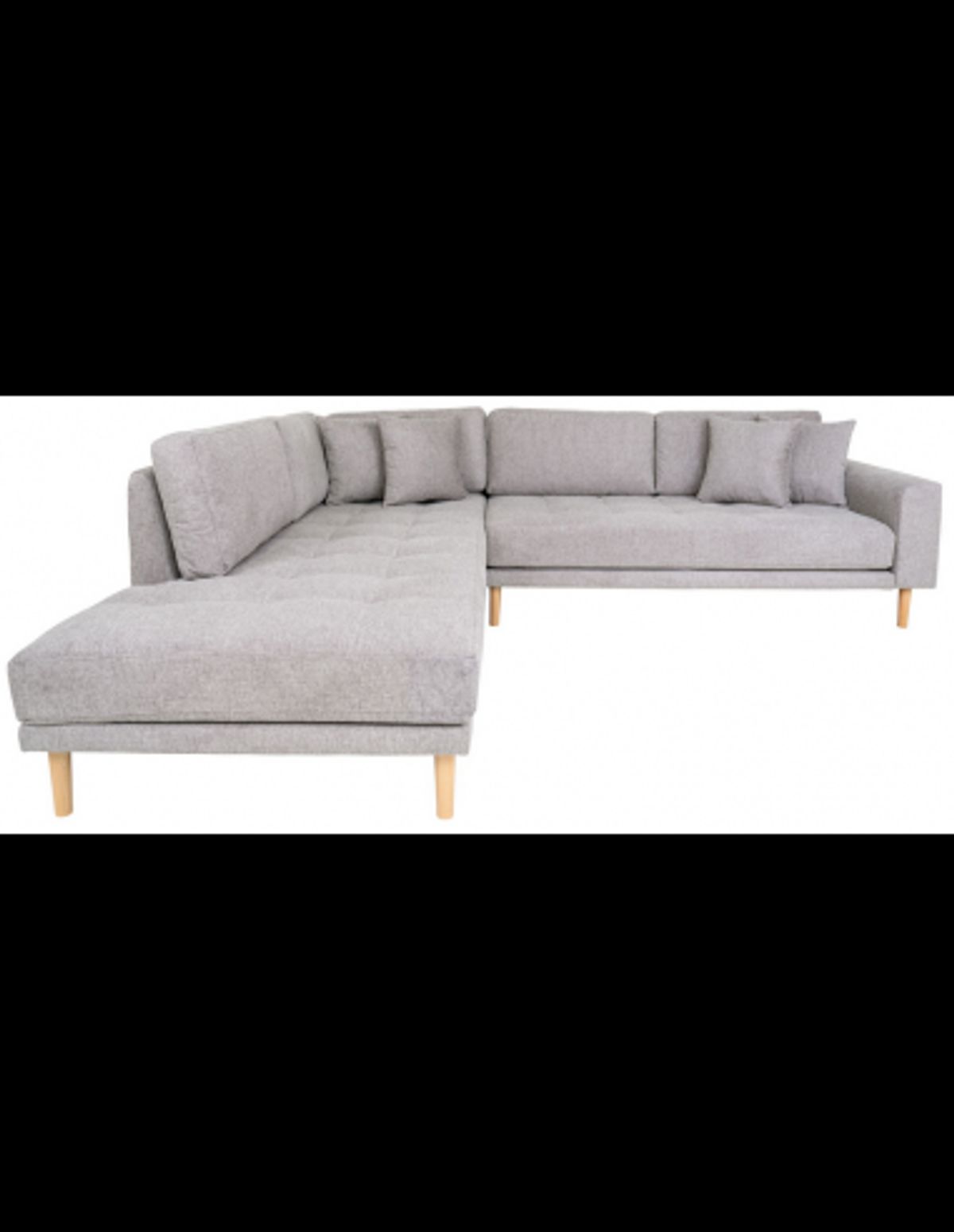 LIDE Venstrevendt hjørnesofa med chaiselong i polyester 257 x 220 cm - Natur/Lysegrå