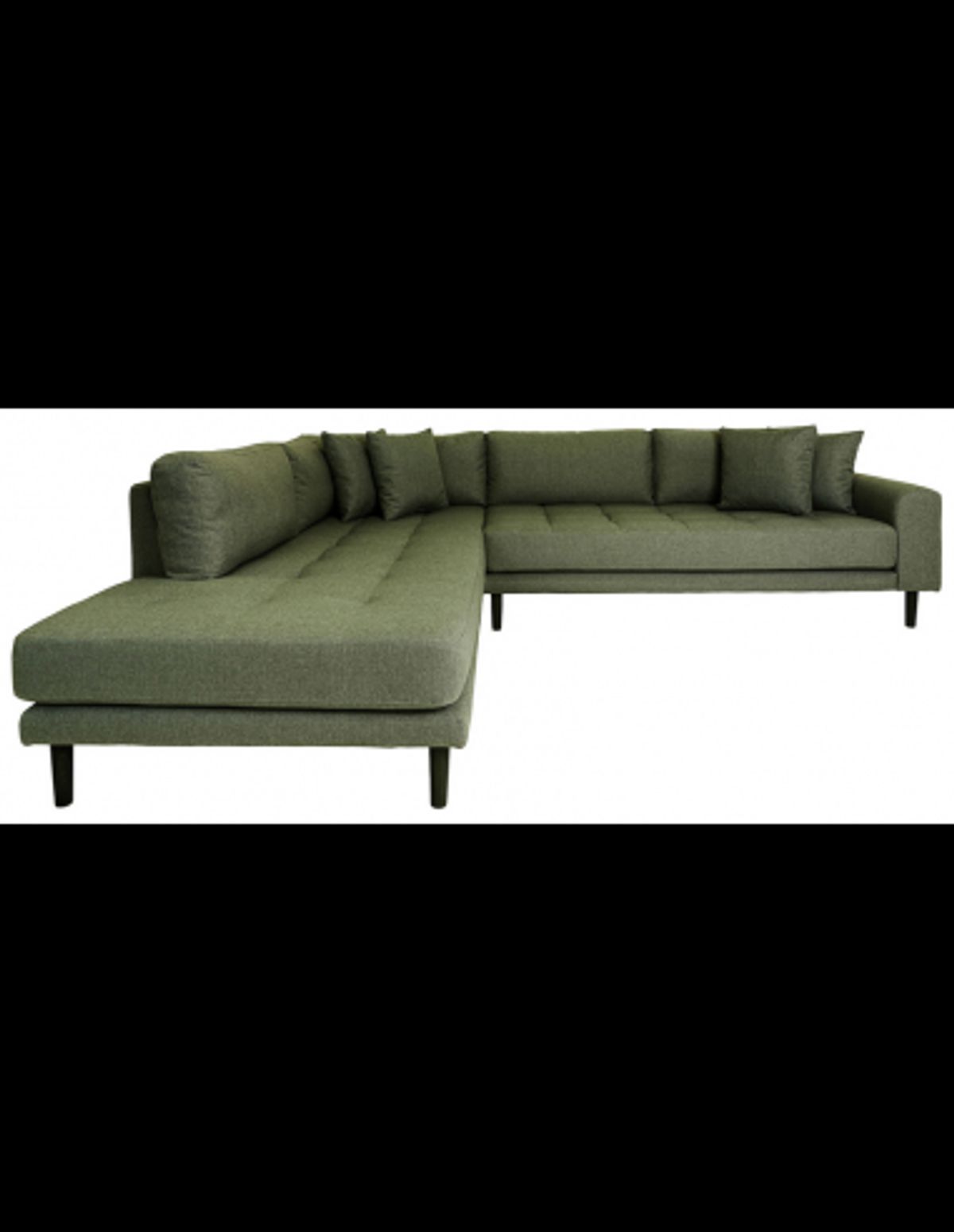 LIDE Venstrevendt hjørnesofa med chaiselong i polyester 257 x 220 cm - Sort/Olivengrøn