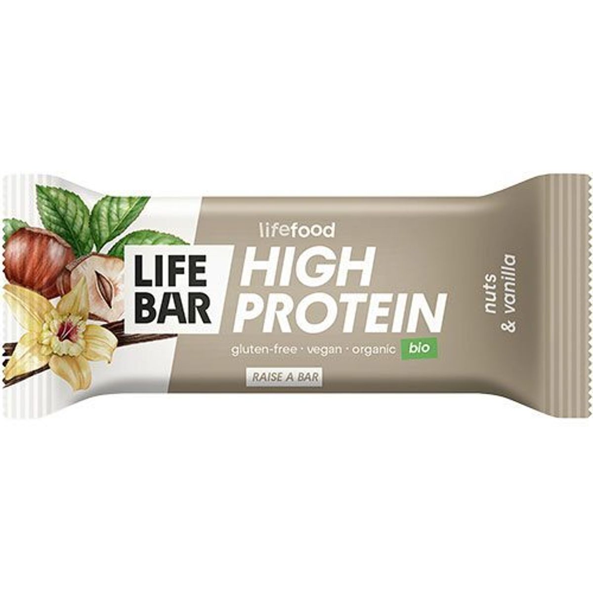 Lifefood LifeBar Proteinbar m. nødder og vanilje Ø, 40g.