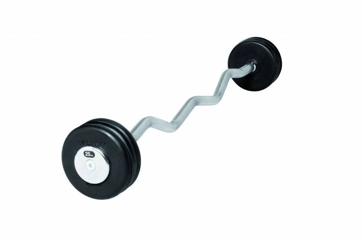 Lifemaxx EZ Vægtstang (10 kg) - curl vægtstang med faste skiver. Perfekt til biceps- og triceps øvelser.