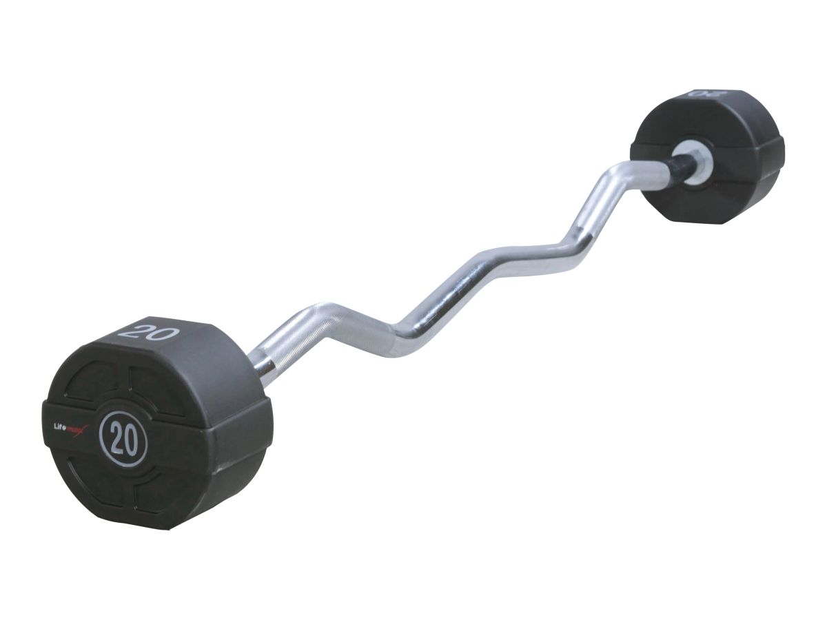 Lifemaxx PU EZ Vægtstang (40 kg) - curl vægtstang, faste skiver. Utrolig slidstærk. Perfekt til biceps- og triceps øvelser.