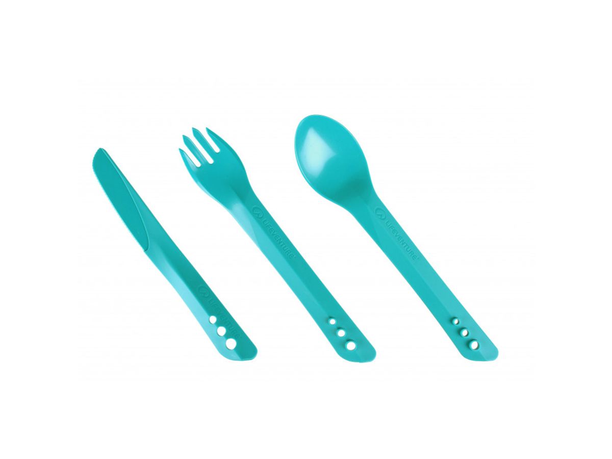 LifeVenture Ellipse Cutlery Set - Letvægts bestiksæt plastik med 3 dele - Teal