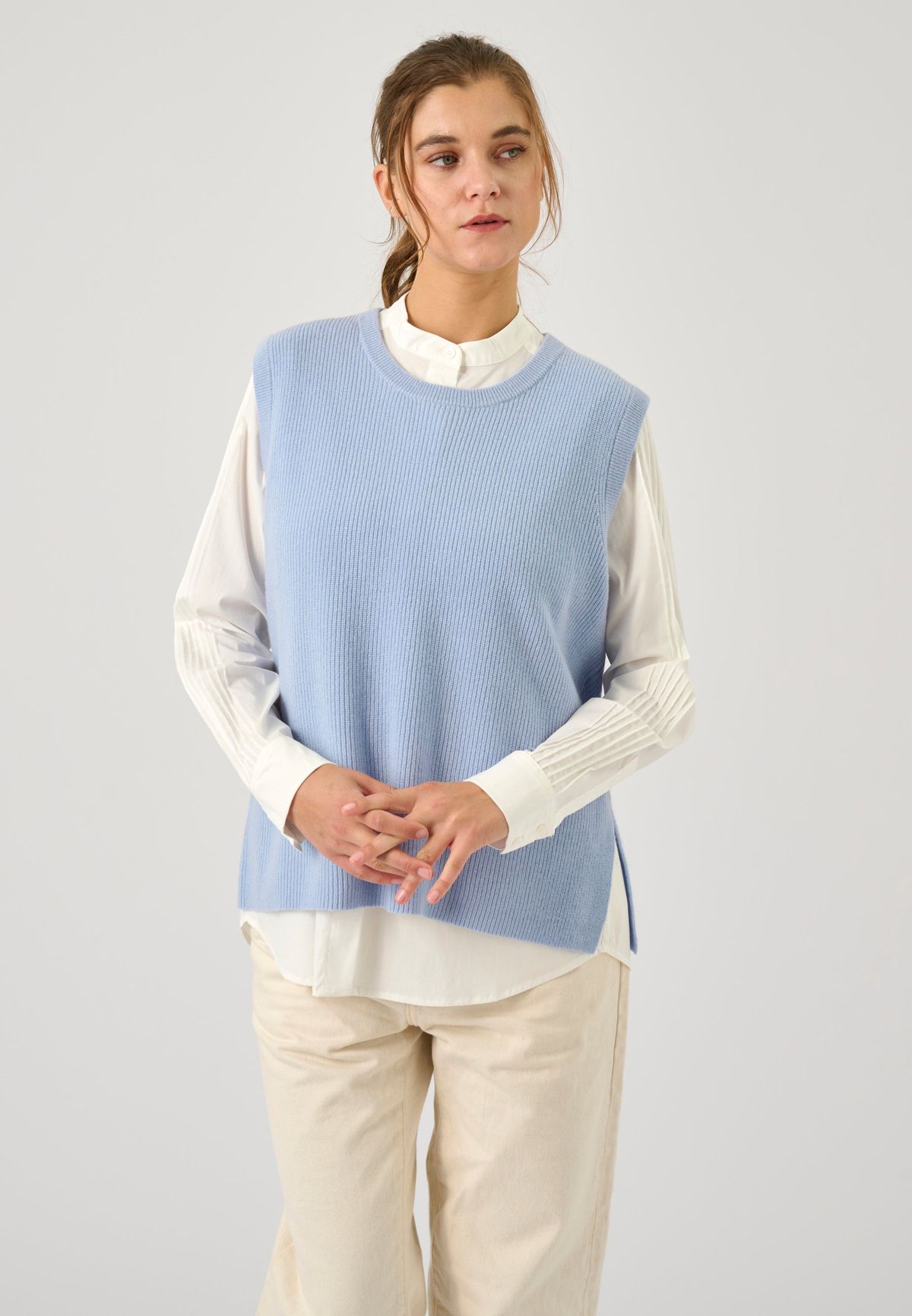 Lifika - Light Blue Melange - Bluse - L