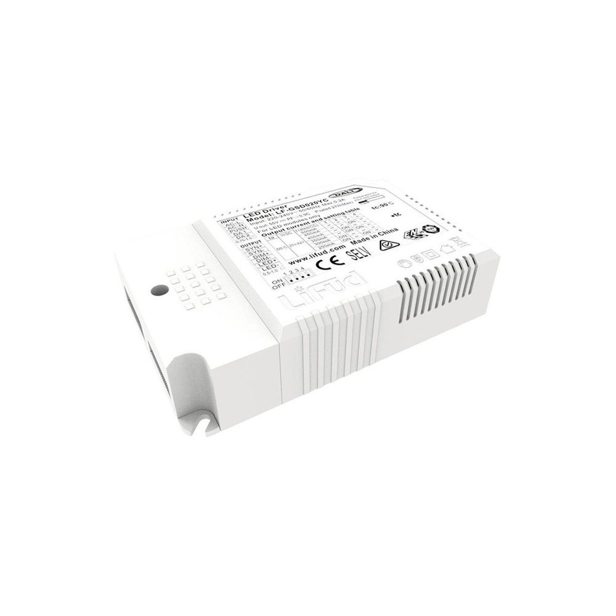 Lifud 45W 5i1 LED driver - Push dæmp, 0-10V og DALI, Sync, flicker free, passer til vores 29W, 36W og 45W store LED paneler