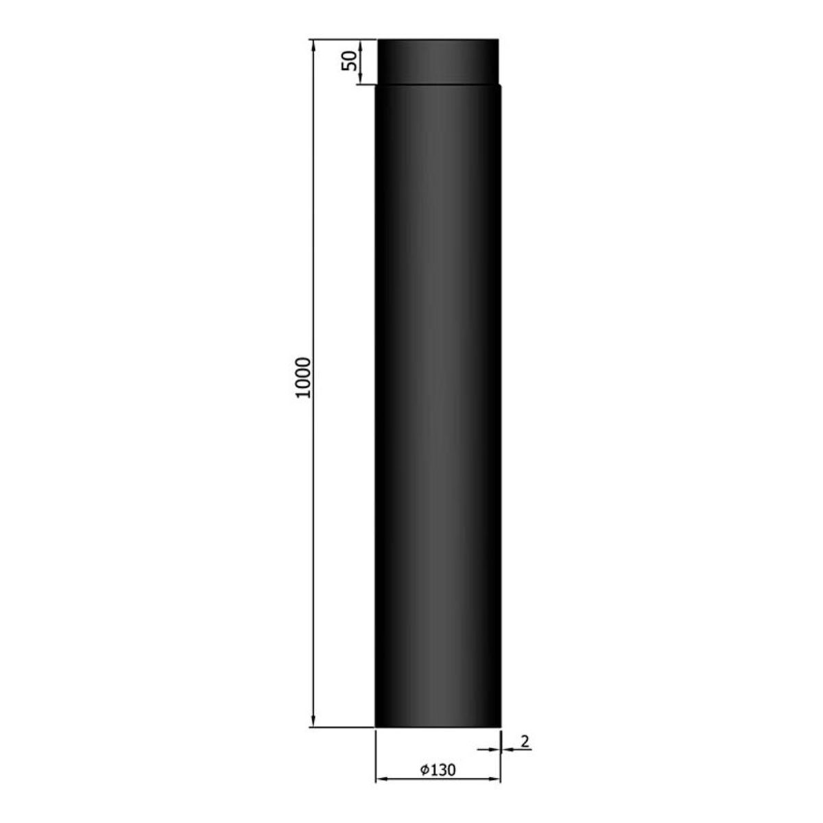 Lige Røgrør Ø130 mm. - 1000 mm