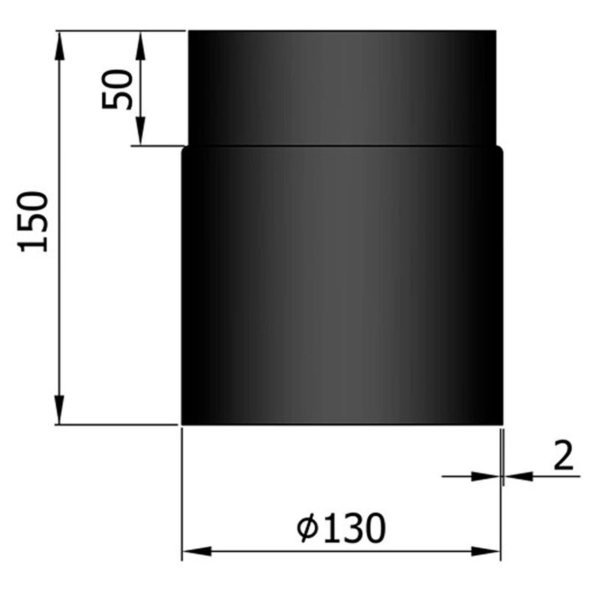 Lige Røgrør Ø130 mm.