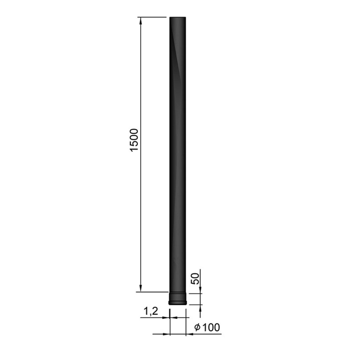 Lige Rør Ø100 mm - 1500 mm