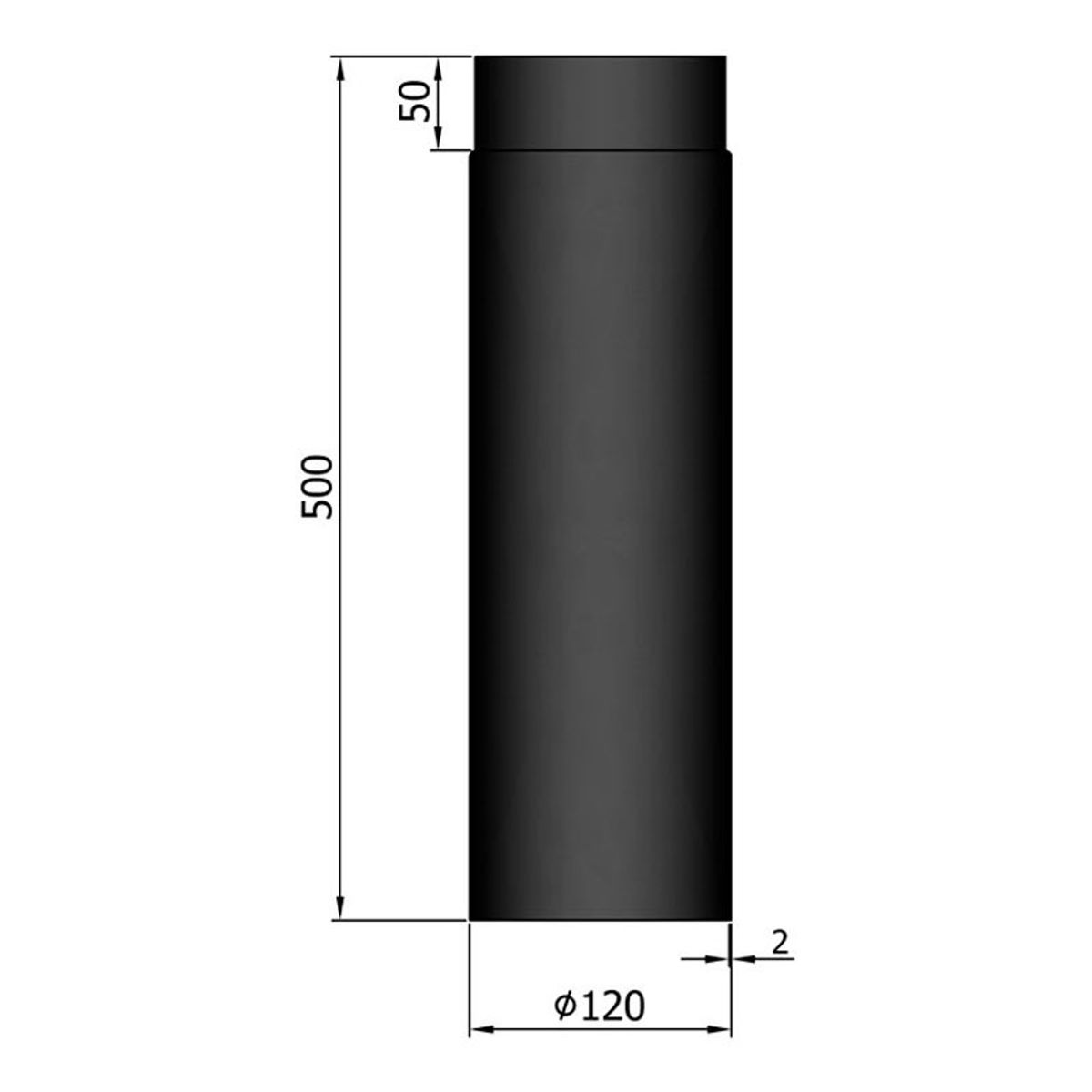 Lige Rør Ø120 mm - 500 mm