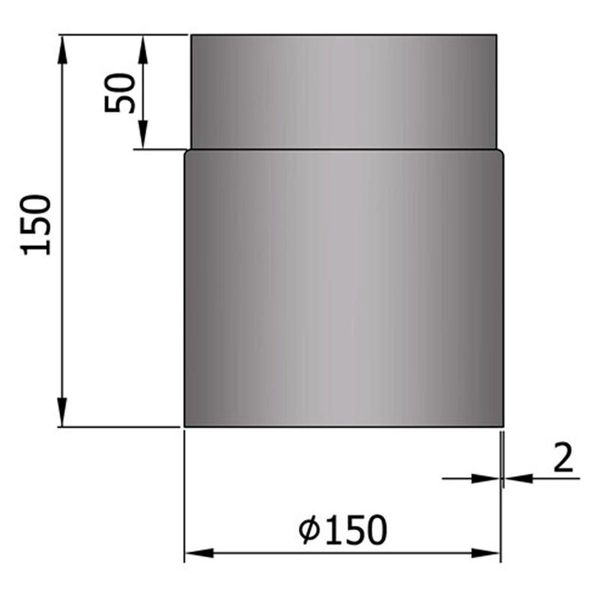 Lige Rør Ø150 mm - Grå - 150 mm