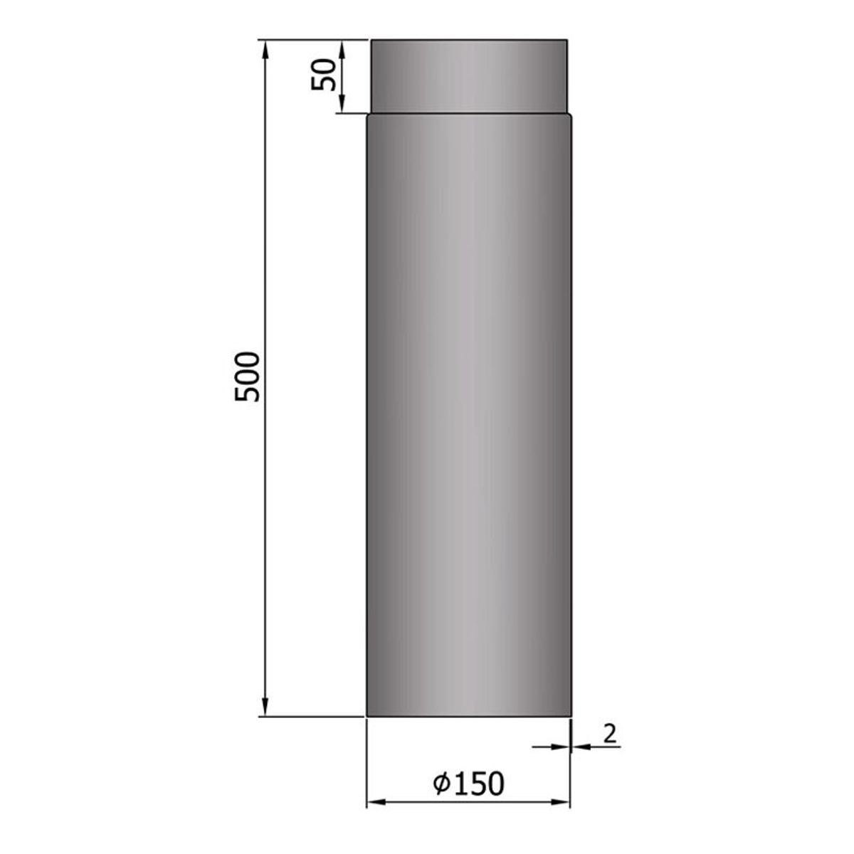 Lige Rør Ø150 mm - Grå - 500 mm