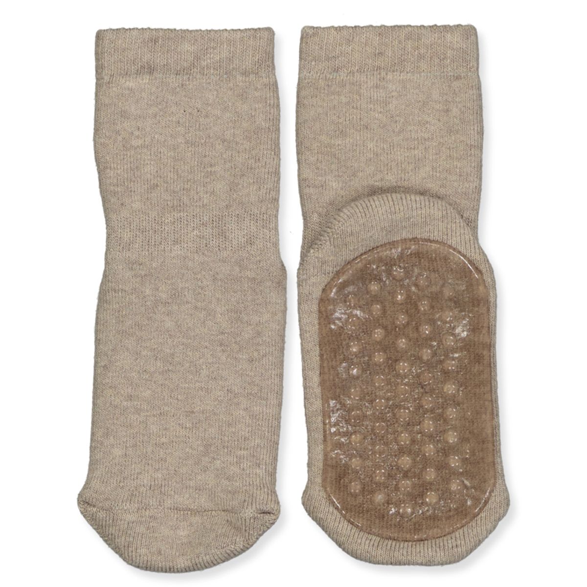 Light brown melange non-slip strømper (29-32)