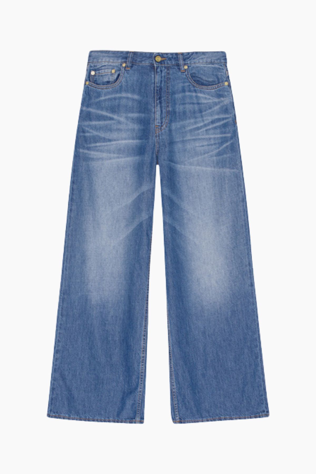 Light Denim Wide Jeans J1487 - Mid Blue Vintage - GANNI - Blå 26