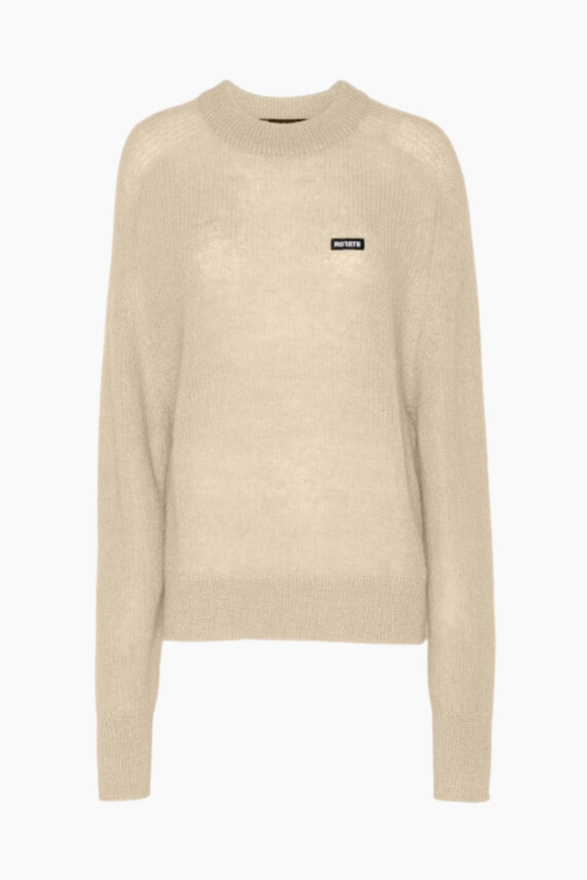 Light Knit Logo Sweater - Parchment - ROTATE - Creme XS