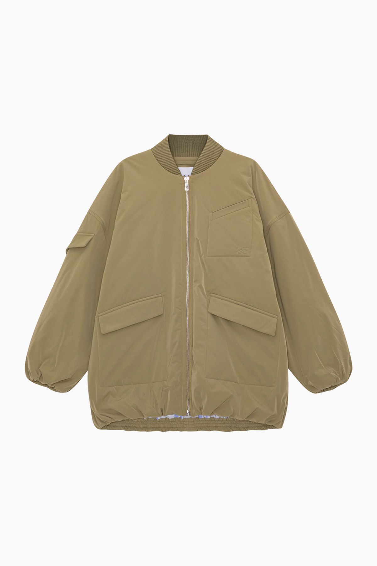 Light Twill Oversized Bomber Jacket F8648 - Aloe - GANNI - Grøn L/XL