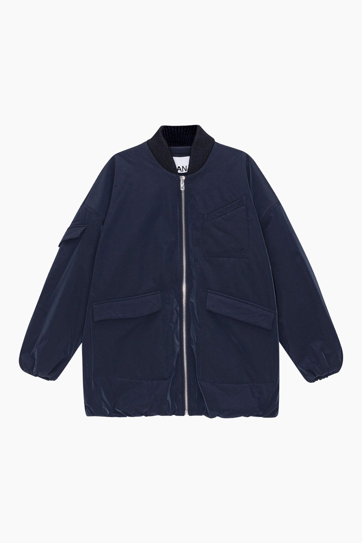 Light Twill Oversized Bomber Jacket F8804 - Sky Captain - GANNI - Navy L/XL