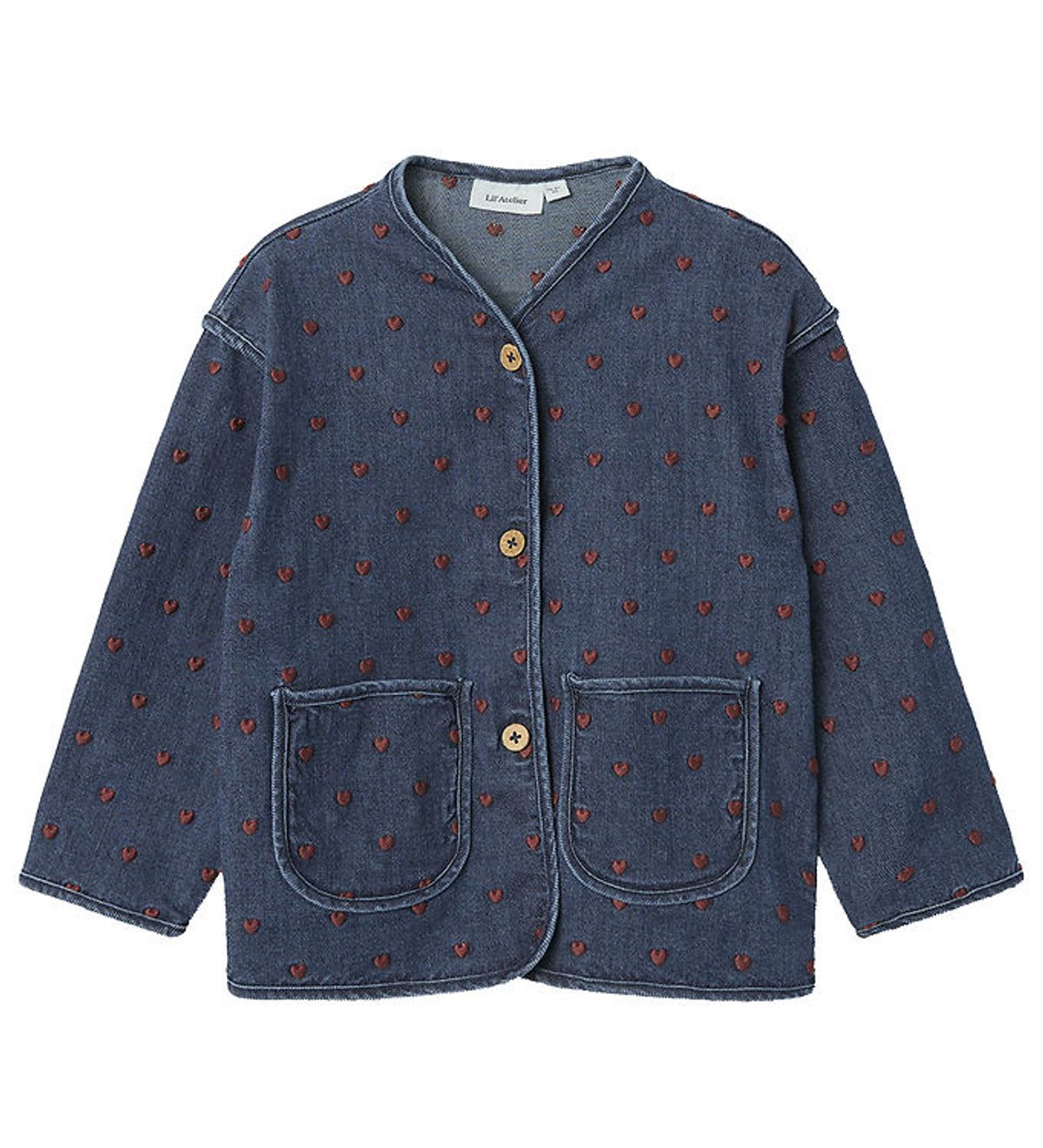 Lil Atelier Denimjakke - NmfLiva - Dark Denim/Heart Embroidery