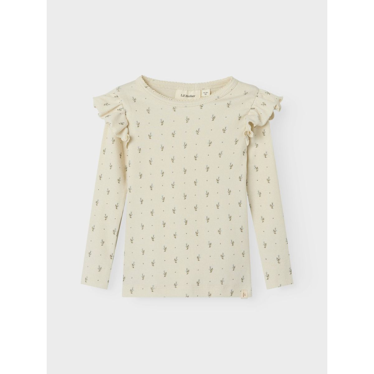 Lil Atelier Gago Kuo Slim Shirt - Turtledove/Blue Flowers - 92 cm