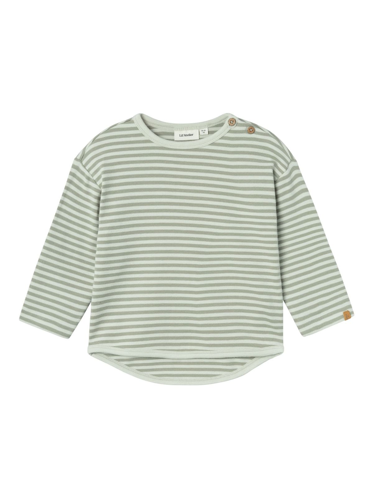 Lil Atelier Geo Alk Ls Top - Green Tint - 92 cm