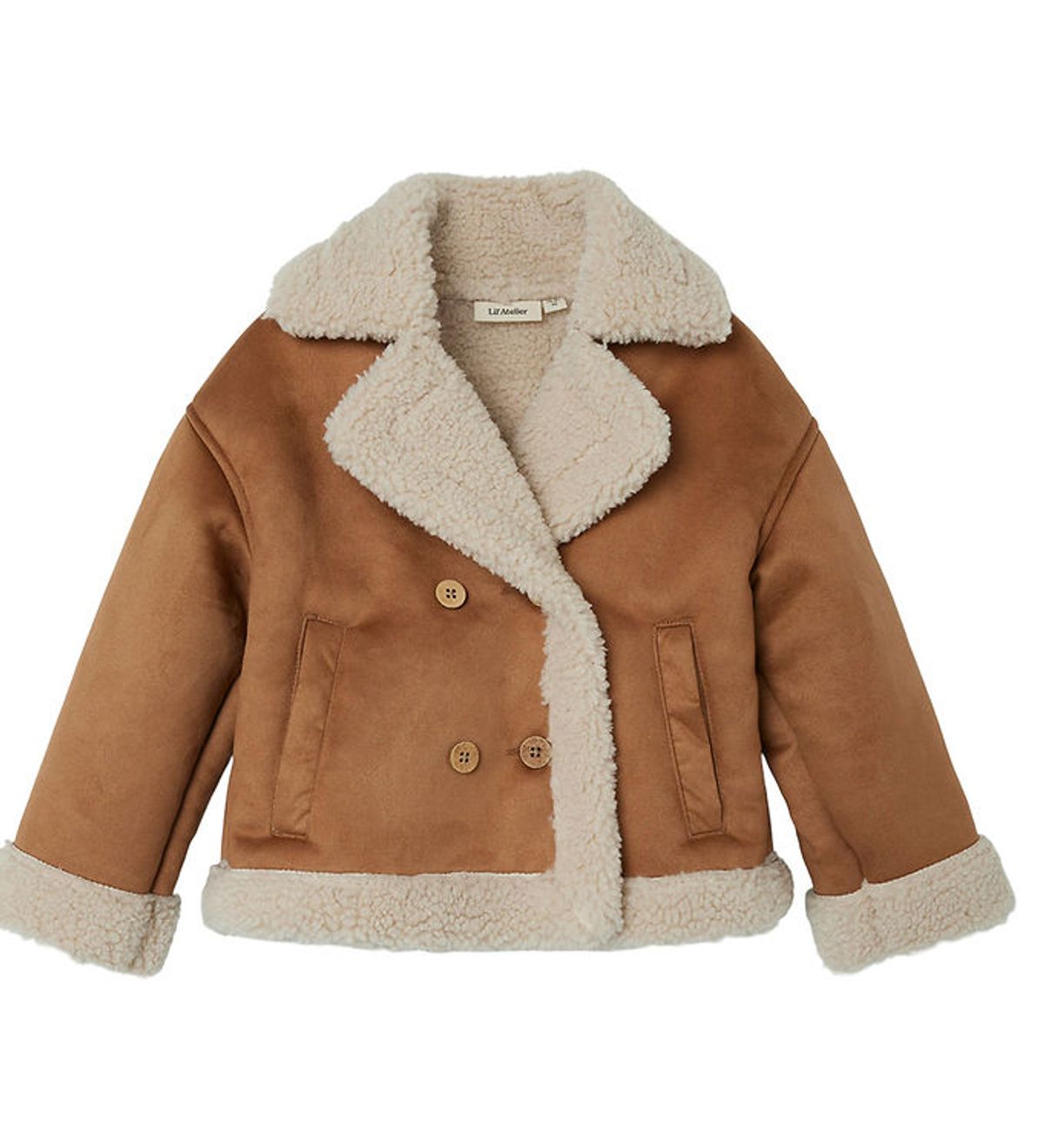 Lil' Atelier Jakke m. Teddyfleece - NmnNolo - Petrified Oak