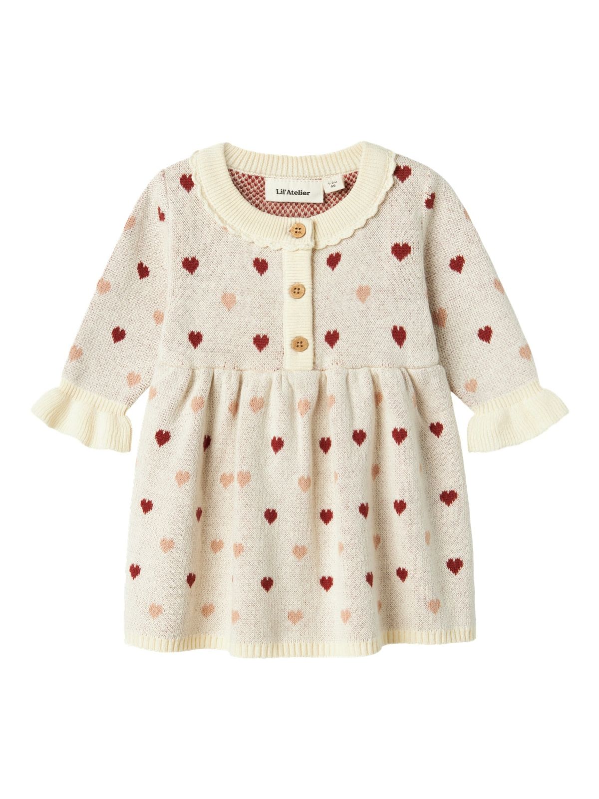 Lil Atelier Saran Knit Dress Heart - Turtledove - 56 cm