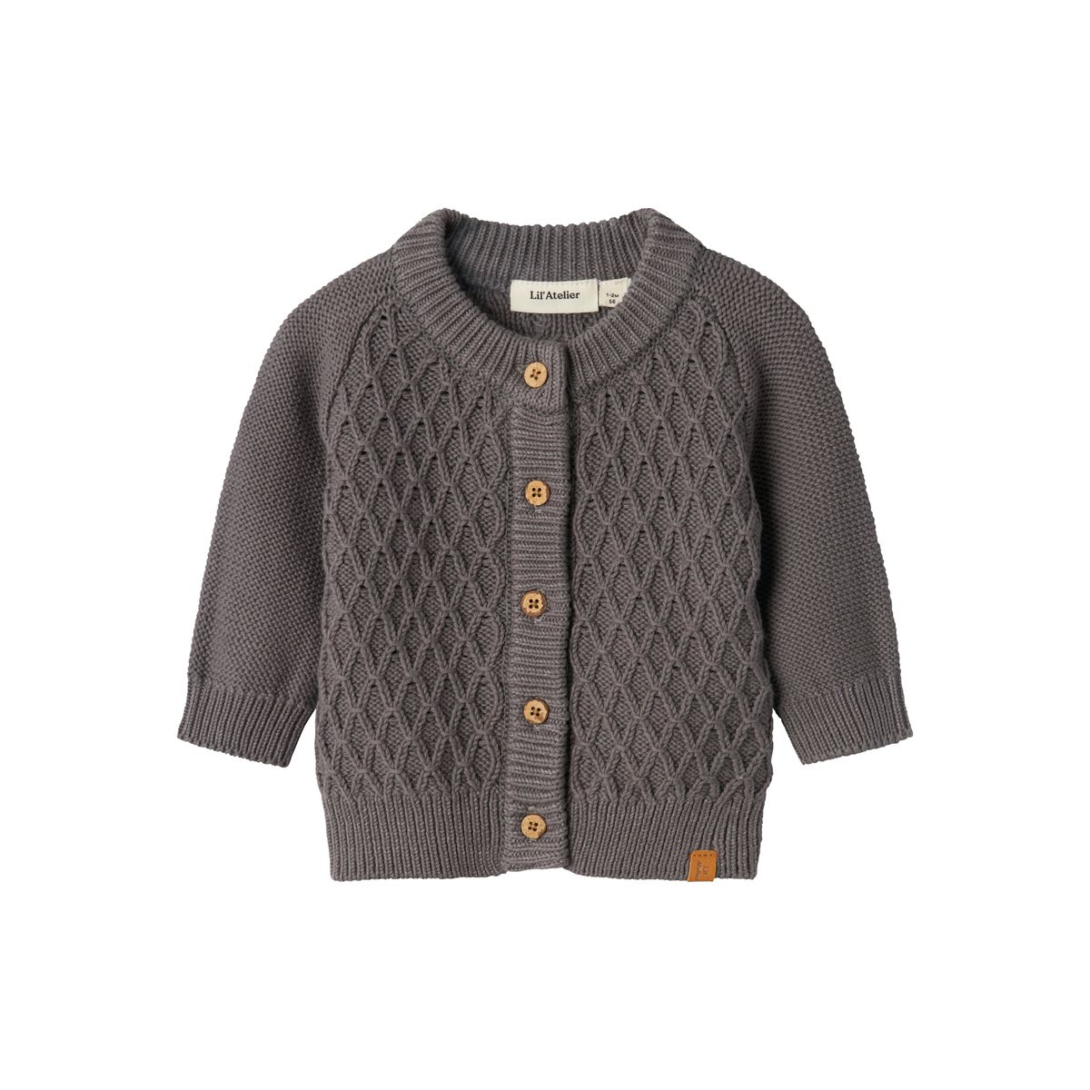 Lil Atelier Tobie Knit Cardigan - Pewter - 56 cm