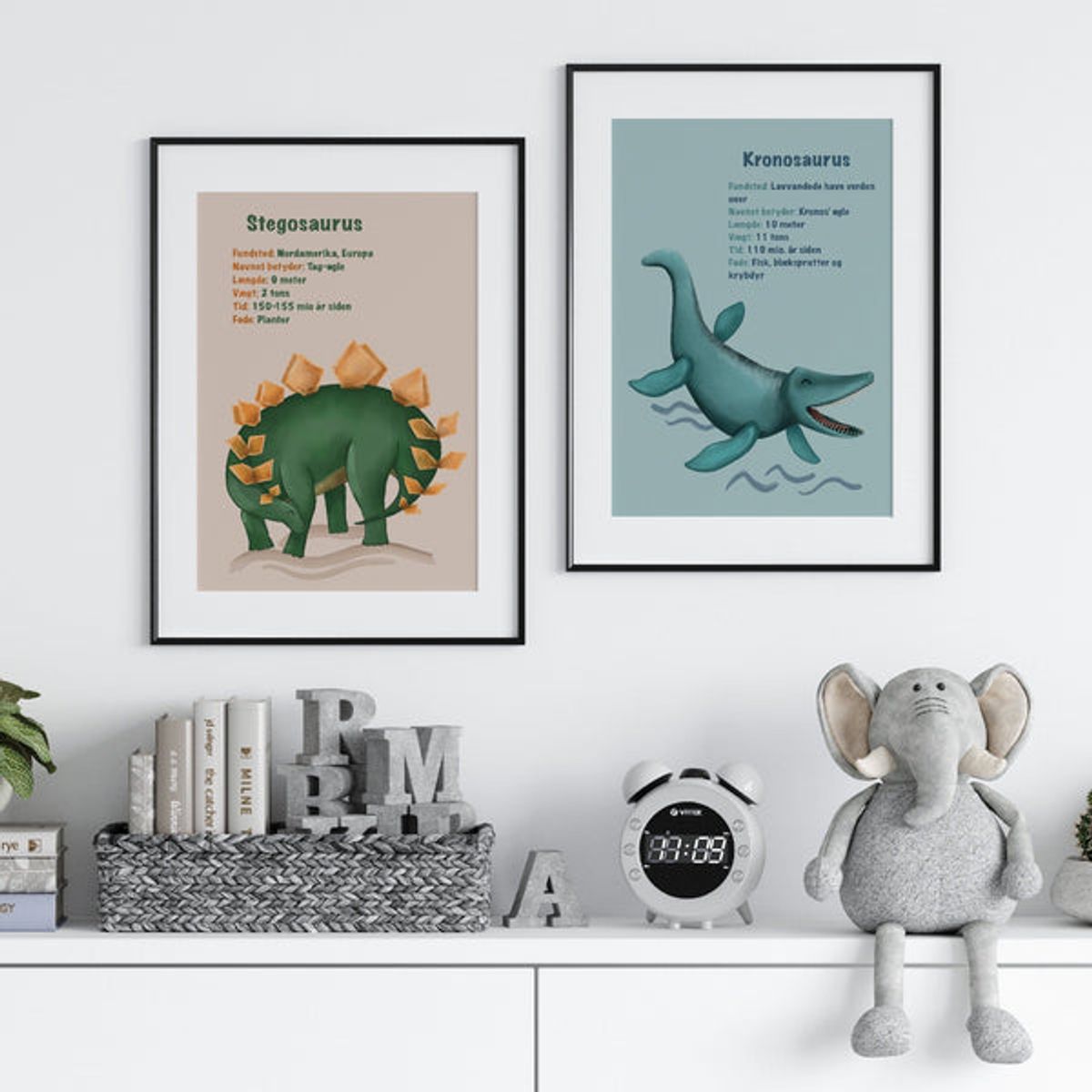 Lille Plakat Plakatsæt - Stegosaurus & Kronosaurus - Med Infotavler- 2 Plakater