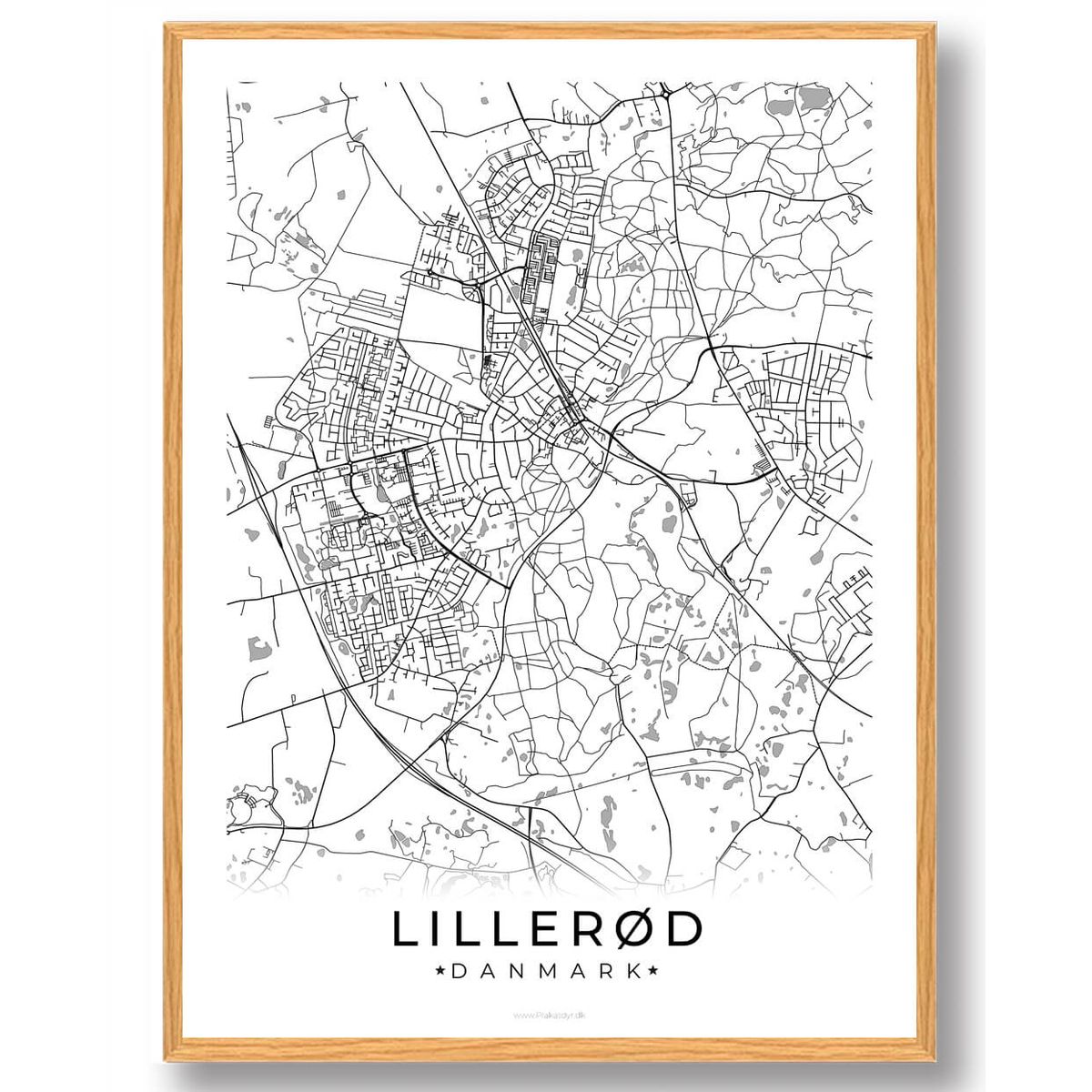 Lillerød by plakat - hvid (Størrelse: M - 30x40cm)