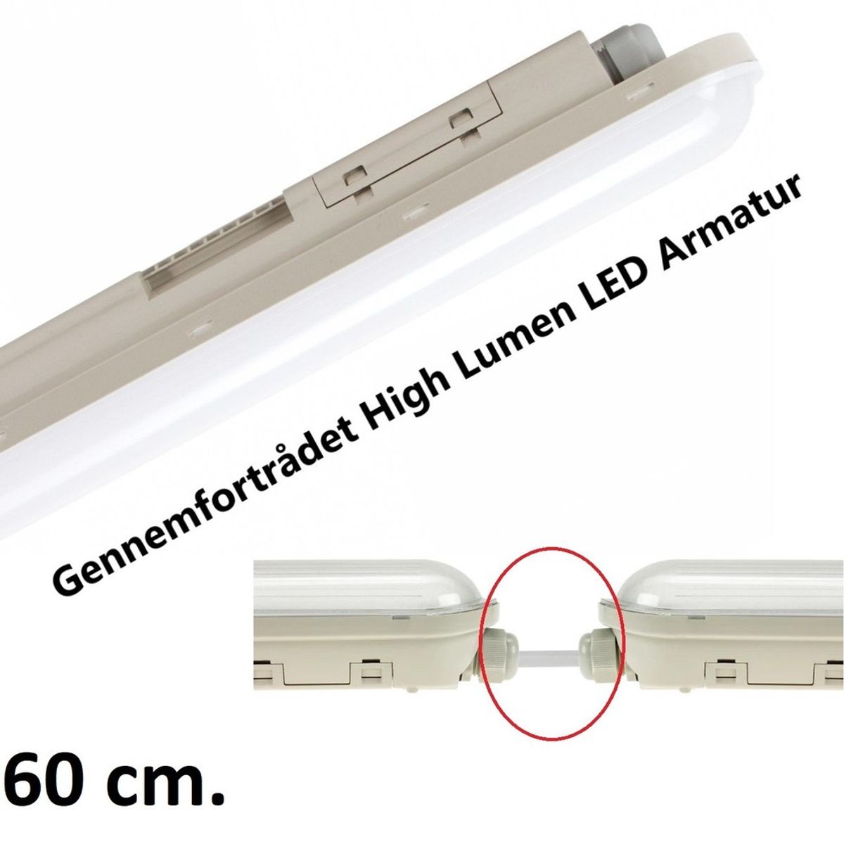 Limea LED Armatur På 25W i 4000K, 160LM/W, IP65, 230V - 60 cm.