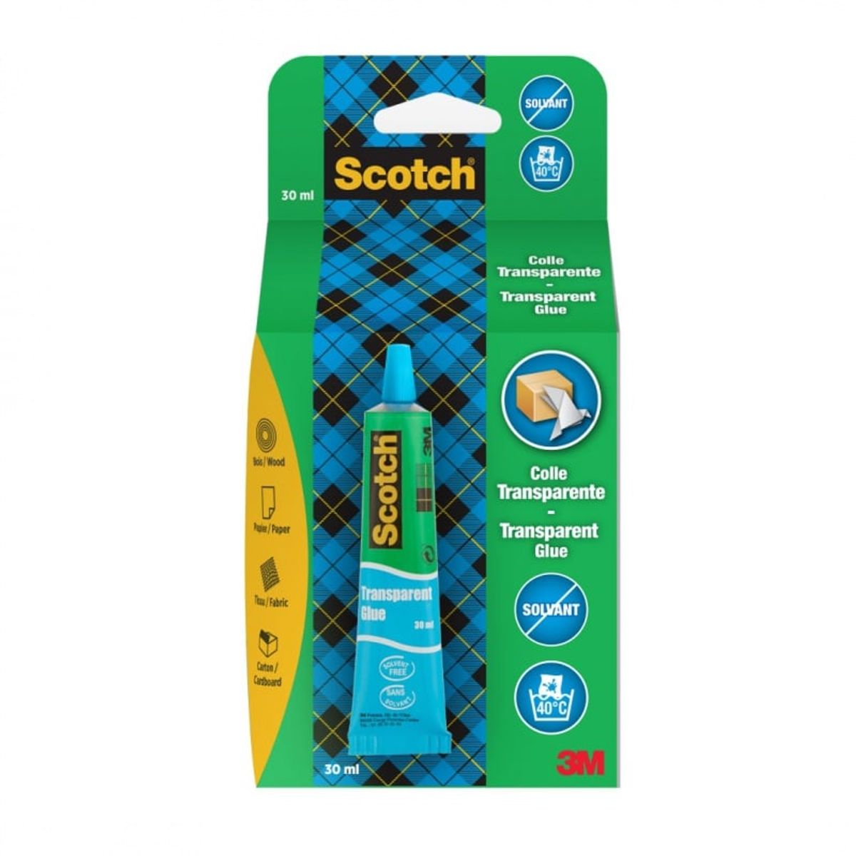 Limtube SCOTCH® 30ml Transparent til træ papir stof.