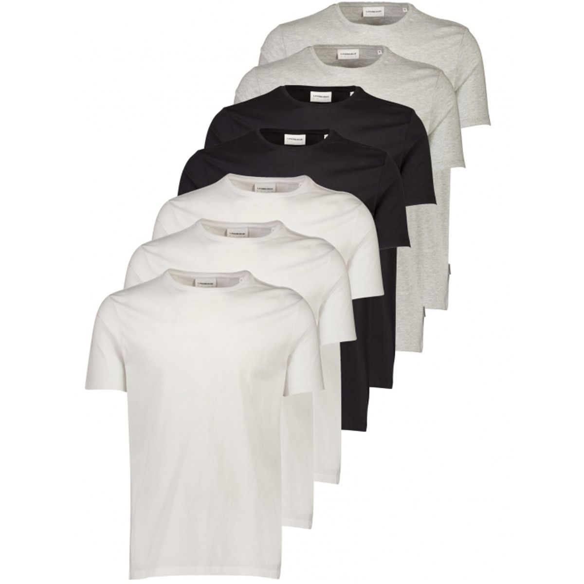 Lindbergh 7pak O-Neck T-Shirt i lyse nuancer til herre