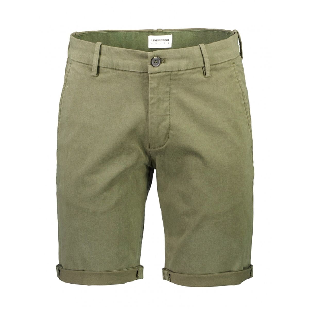 Lindbergh Superflex Chino Shorts i armygrøn til herre